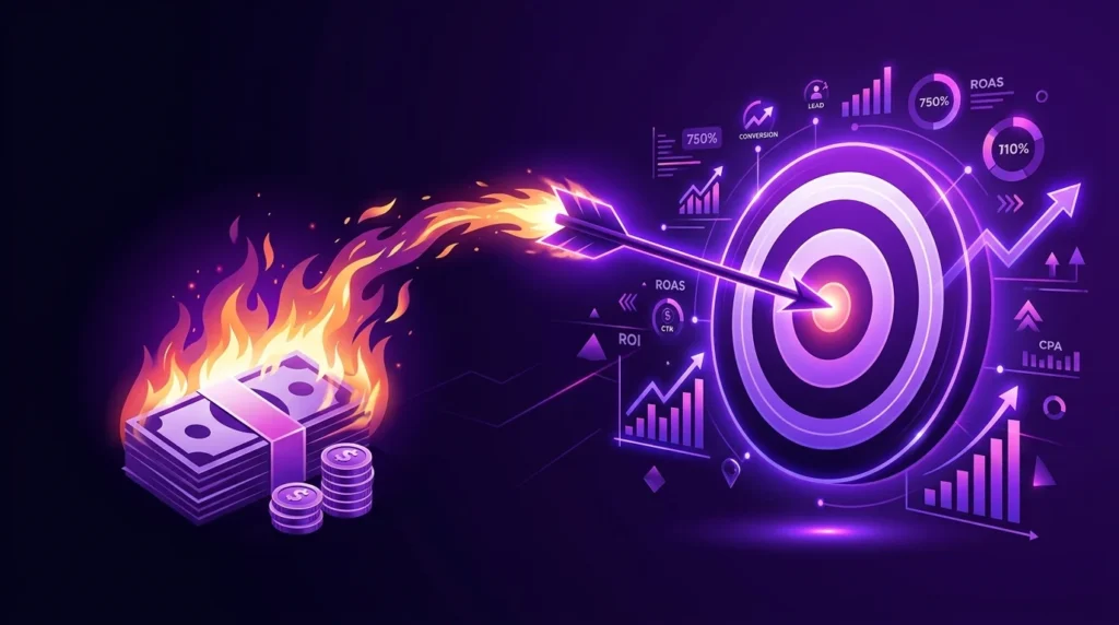 B2B paid ads lead quality crisis visualization showing budget waste transforming into targeted qualified lead generation